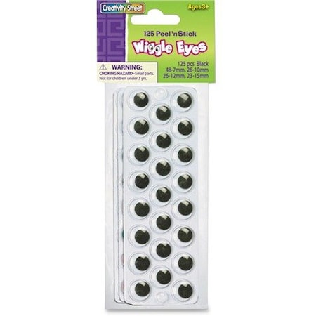Pacon Wiggle Eyes, Self-adhesive, 7/10/12/15mm, 13 Black PAC343802